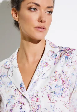 Zimmerli Nachthemden>Cottonsateenprint Armel-Pixelflowers