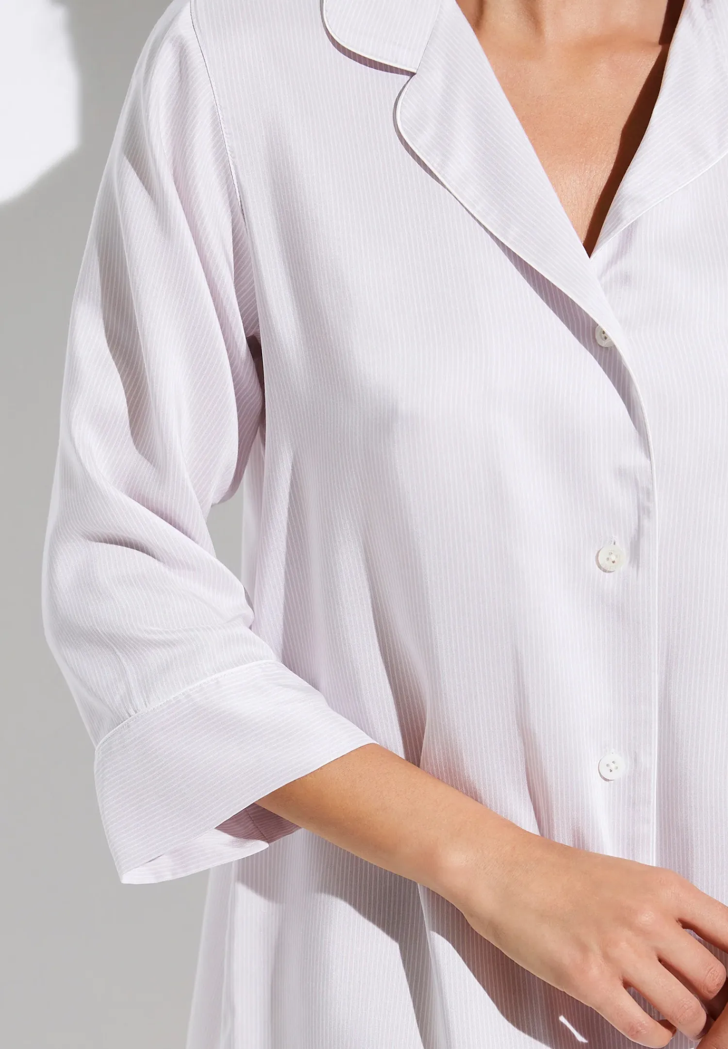 Zimmerli Nachthemden>Femininestripes Armel-Lilacstripes