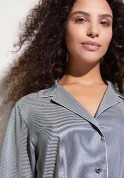 Zimmerli Nachthemden>Femininestripes Armel-Bluestripes