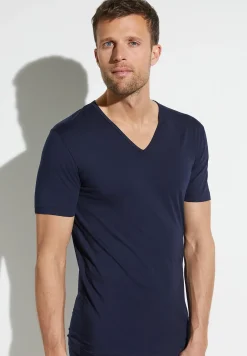 Zimmerli T-Shirts>Purecomfort Shirtkurzarmv-Ausschnitt-Navy