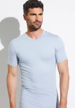 Zimmerli T-Shirts>Pureness Shirtkurzarmv-Ausschnitt-Skyblue