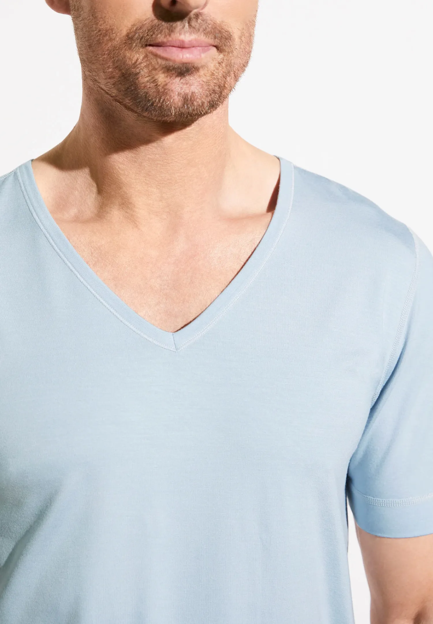 Zimmerli T-Shirts>Pureness Shirtkurzarmv-Ausschnitt-Skyblue