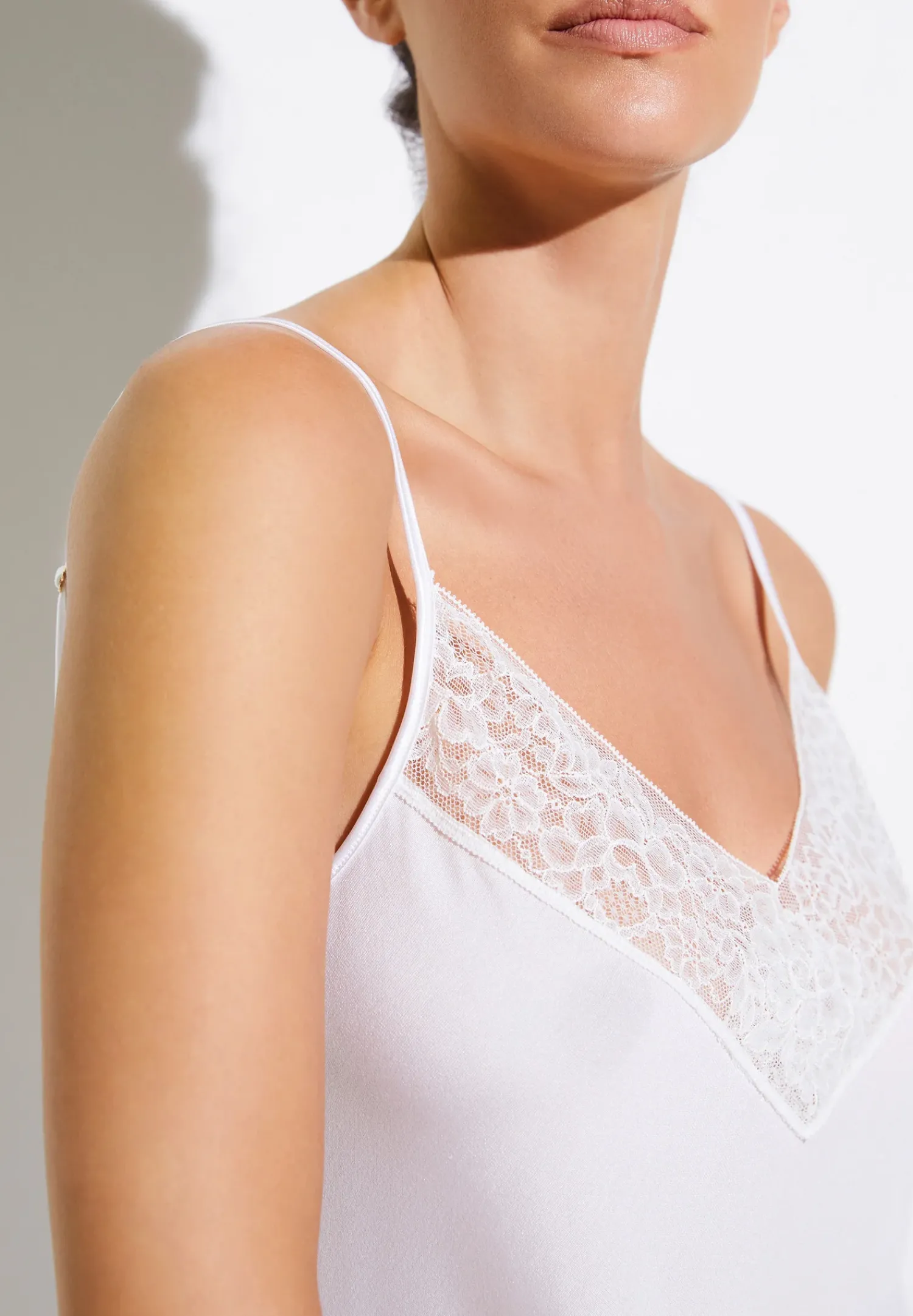 Zimmerli Spaghetti Tops>Silkcharmeuse White