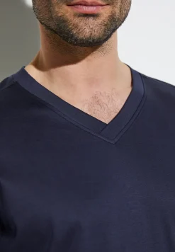 Zimmerli T-Shirts>Supremegreencotton Shirtlangarmv-Ausschnitt-Navy