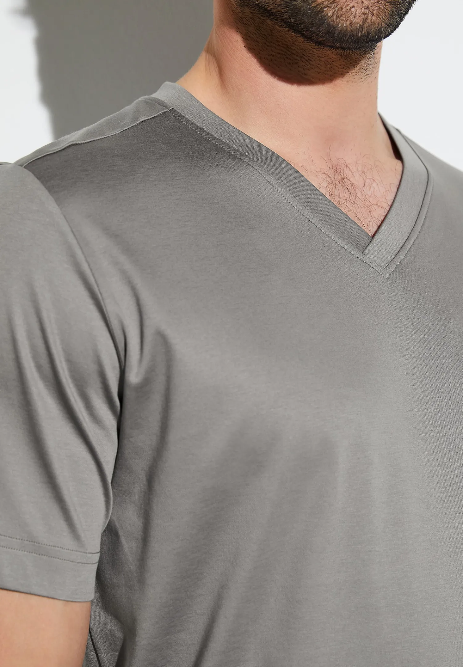 Zimmerli T-Shirts>Supremegreencotton Shirtkurzarmv-Ausschnitt-Grey