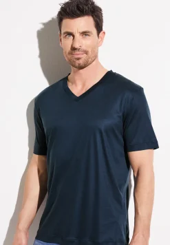 Zimmerli T-Shirts>Sustainableluxury Shirtkurzarmv-Ausschnitt-Darkblue