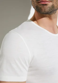Zimmerli T-Shirts>Wool&Silk Shirtkurzarm-Ecru