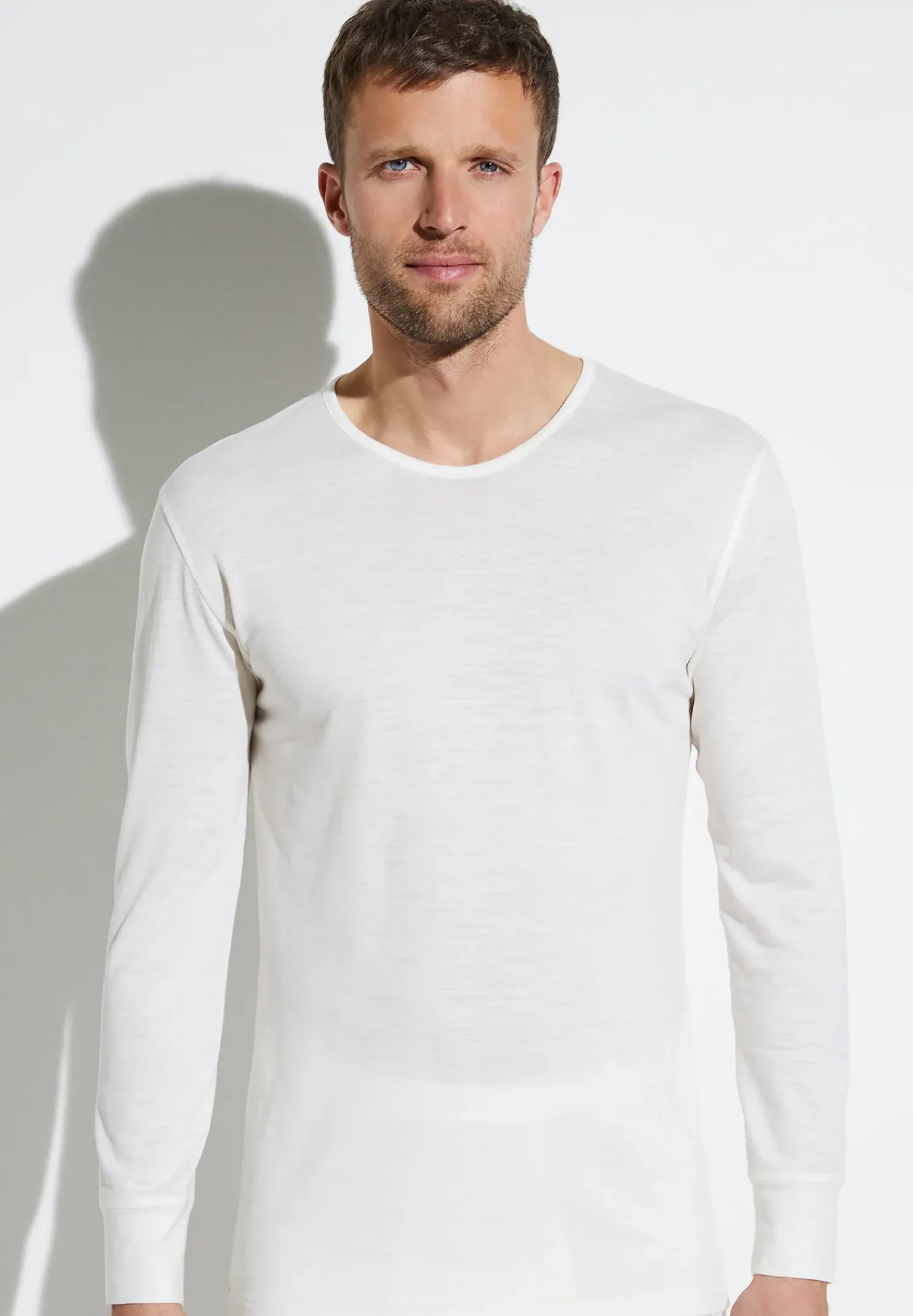 Zimmerli T-Shirts>Wool&Silk Shirtlangarm-Ecru